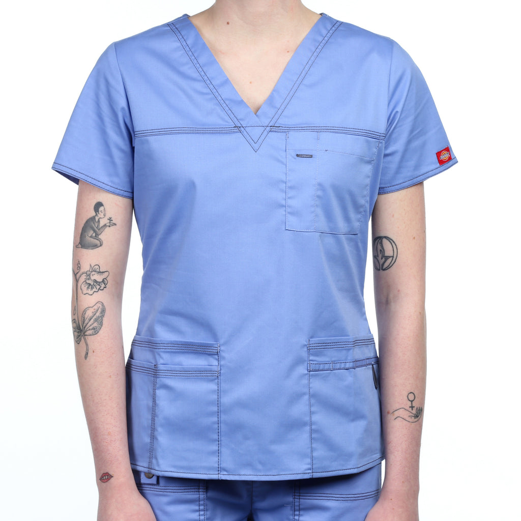 Dickies "Youtility" Jr. Fit V-Neck Top - Ceil Blue