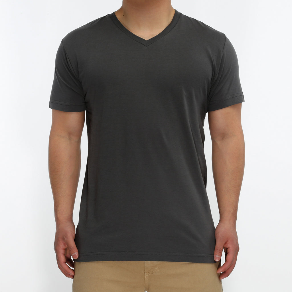 New Star Ultra Soft S/S V-Neck Tee - Charcoal
