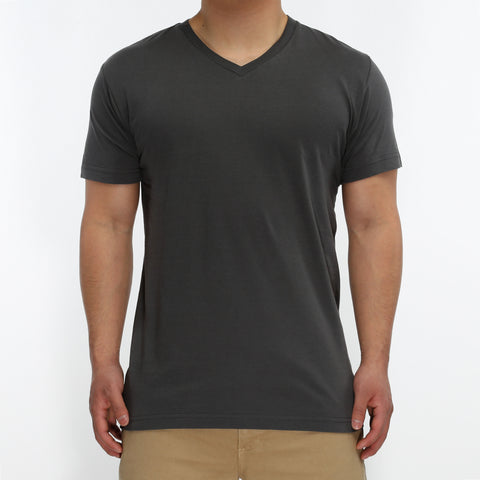 New Star Ultra Soft S/S V-Neck Tee - Charcoal