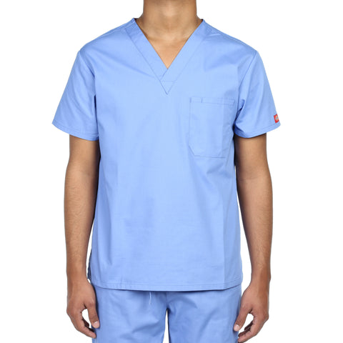 Dickies Unisex V-Neck One Pocket Scrub Top - Ceil Blue