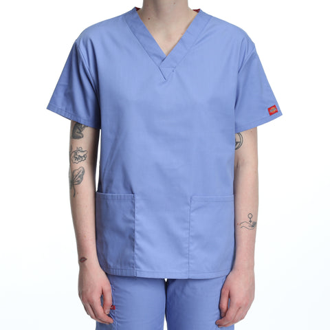 Dickies Women's Two Pocket V-Neck Scrub Top - Ceil Blue