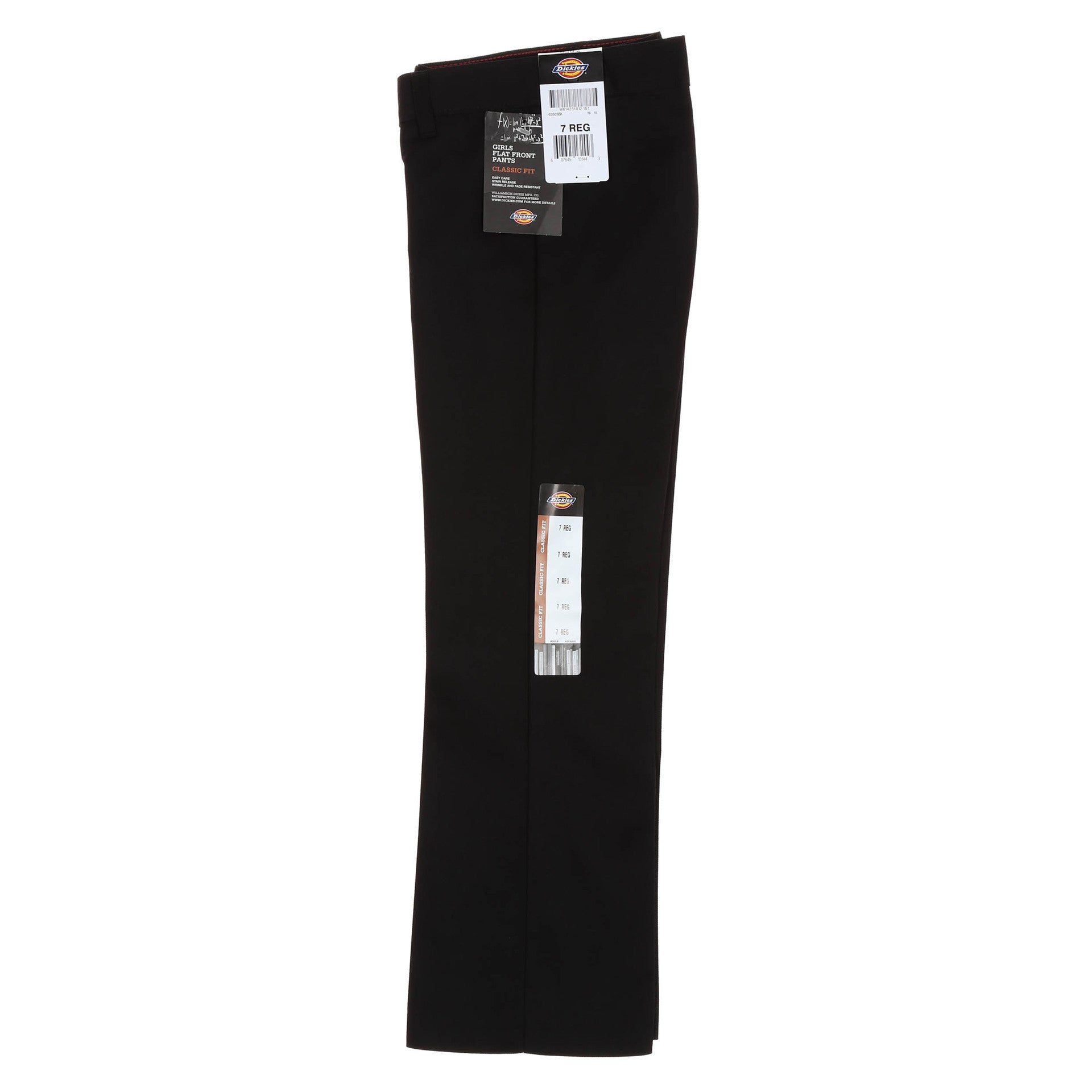 Dickies Girls Flat Front Pant 7 20 Black New Star