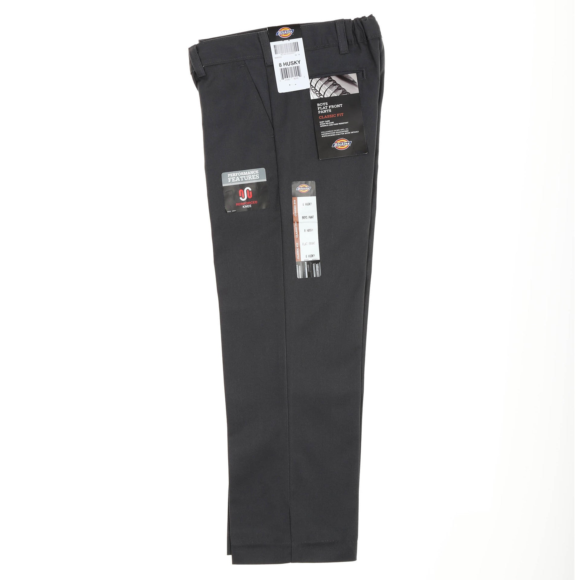 Dickies Boys' Flat Front Husky Pant - Charcoal - New Star