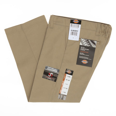 Dickies Boys' Flat Front Husky Pant - Khaki