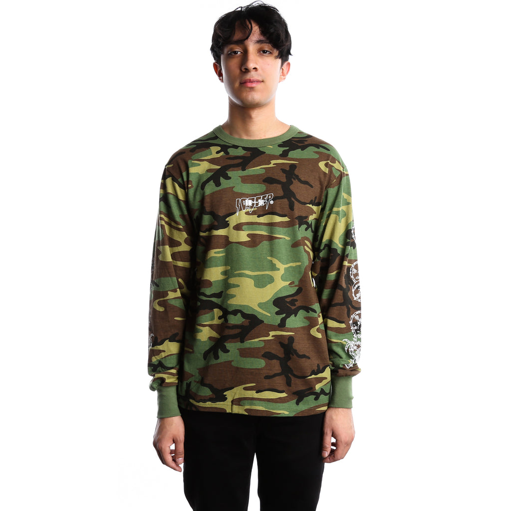 10 Deep Dragon Kanji L/S Tee - Woodland Camo