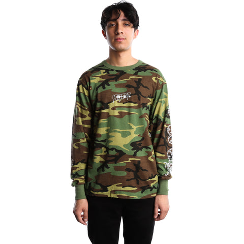 10 Deep Dragon Kanji L/S Tee - Woodland Camo
