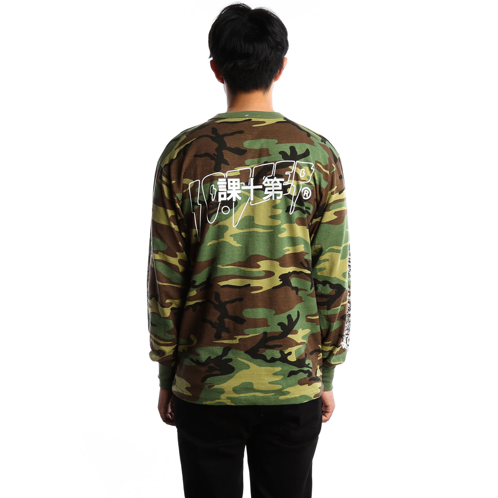 10 Deep Dragon Kanji L/S Tee - Woodland Camo