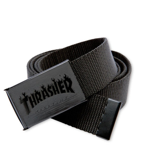Thrasher Flame Logo Bottle Opener Web Belt - Black