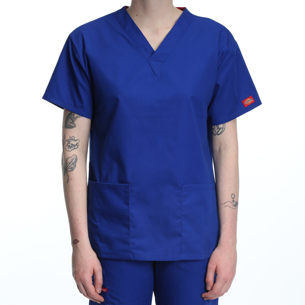 Dickies Women's Two Pocket V-Neck Scrub Top - Galaxy Blue