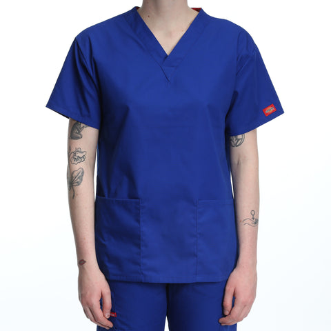 Dickies Women's Two Pocket V-Neck Scrub Top - Galaxy Blue