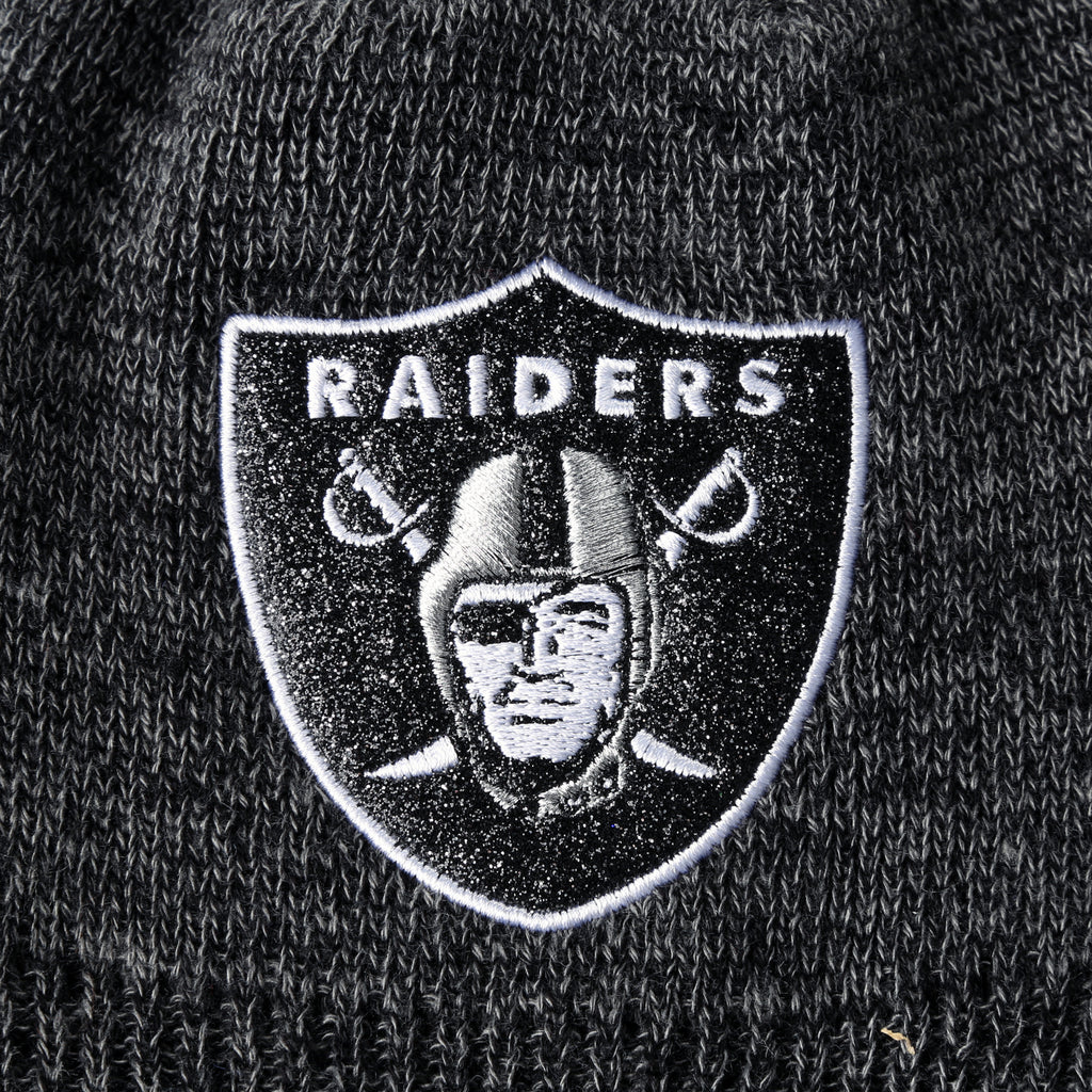 Women's New Era Black Oakland Raiders Glitter Sweater Knit Tri-Blend Full-Zip  Hoodie