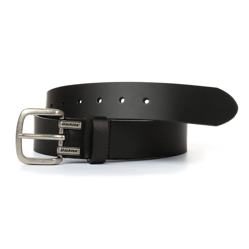 Dickies Men's Leather Cut Edge Logo Belt  - Black