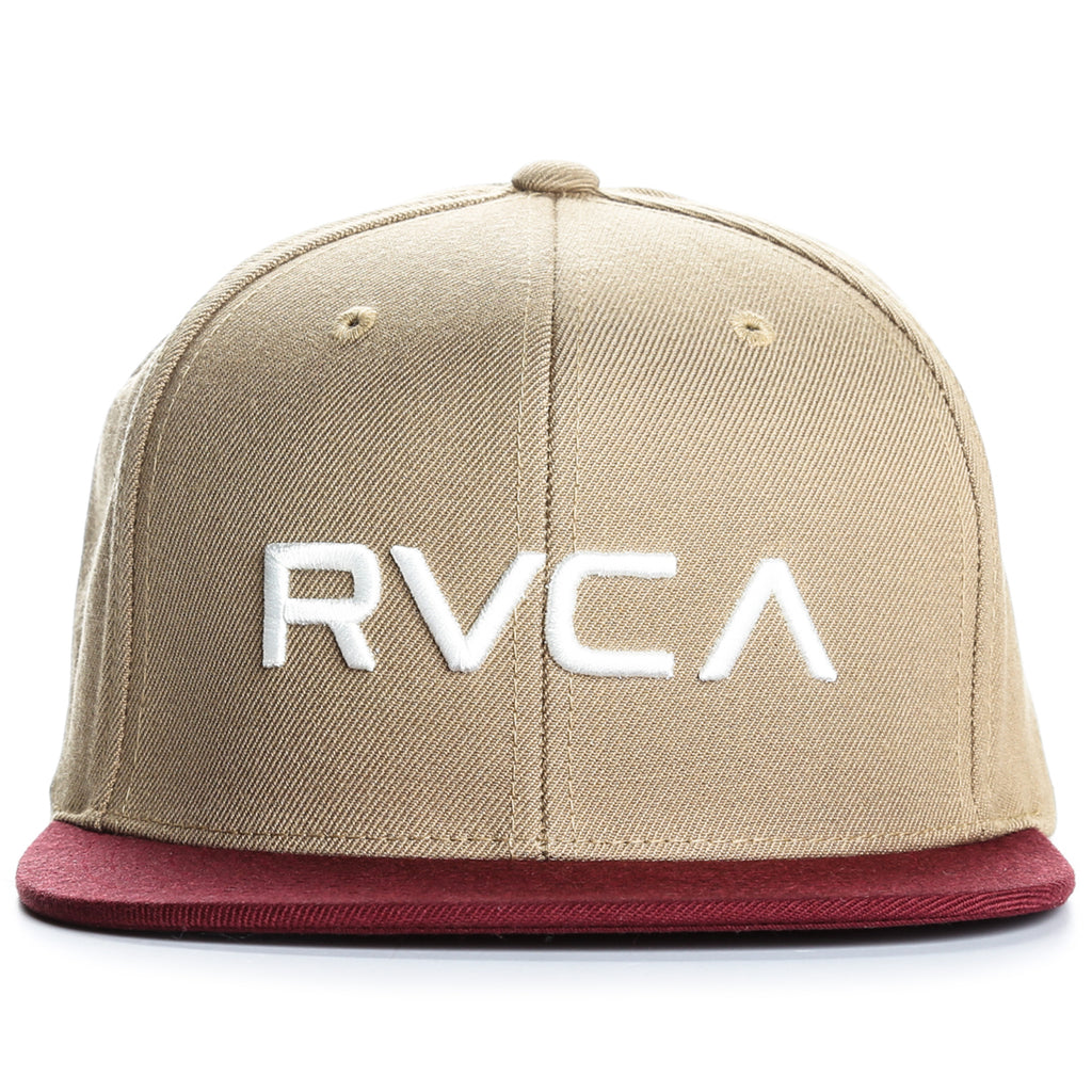 RVCA Twill Snapback III Hat - Khaki / Burgundy