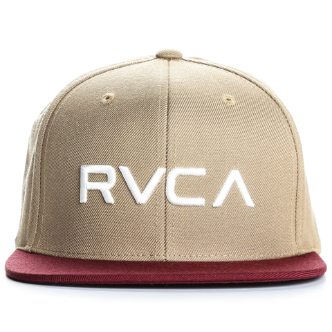 RVCA Twill Snapback III Hat - Khaki / Burgundy