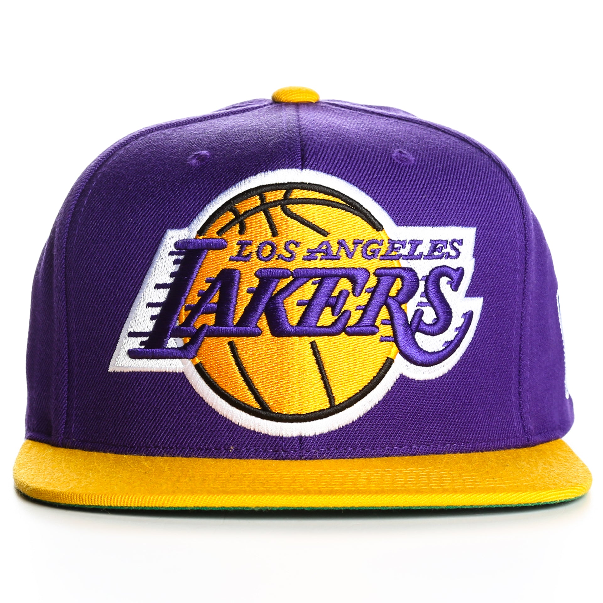Mitchell and Ness XL Logo 2 Tone LA Lakers Snapback   Purple/Gold