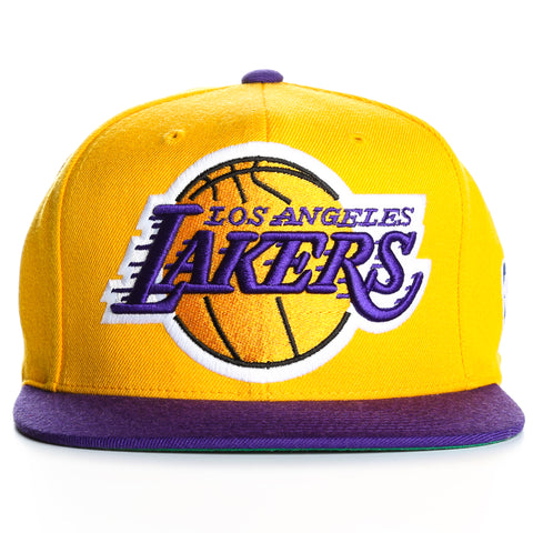 Mitchell and Ness XL Logo 2 Tone LA Lakers Snapback - Gold/Purple