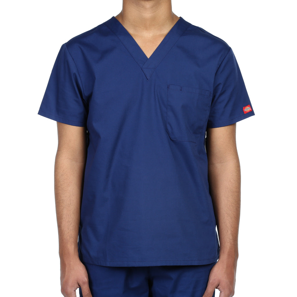 Dickies Unisex V-Neck One Pocket Scrub Top - Navy