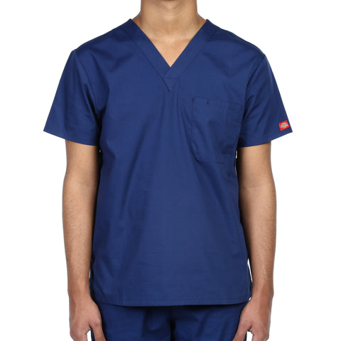 Dickies Unisex V-Neck One Pocket Scrub Top - Navy