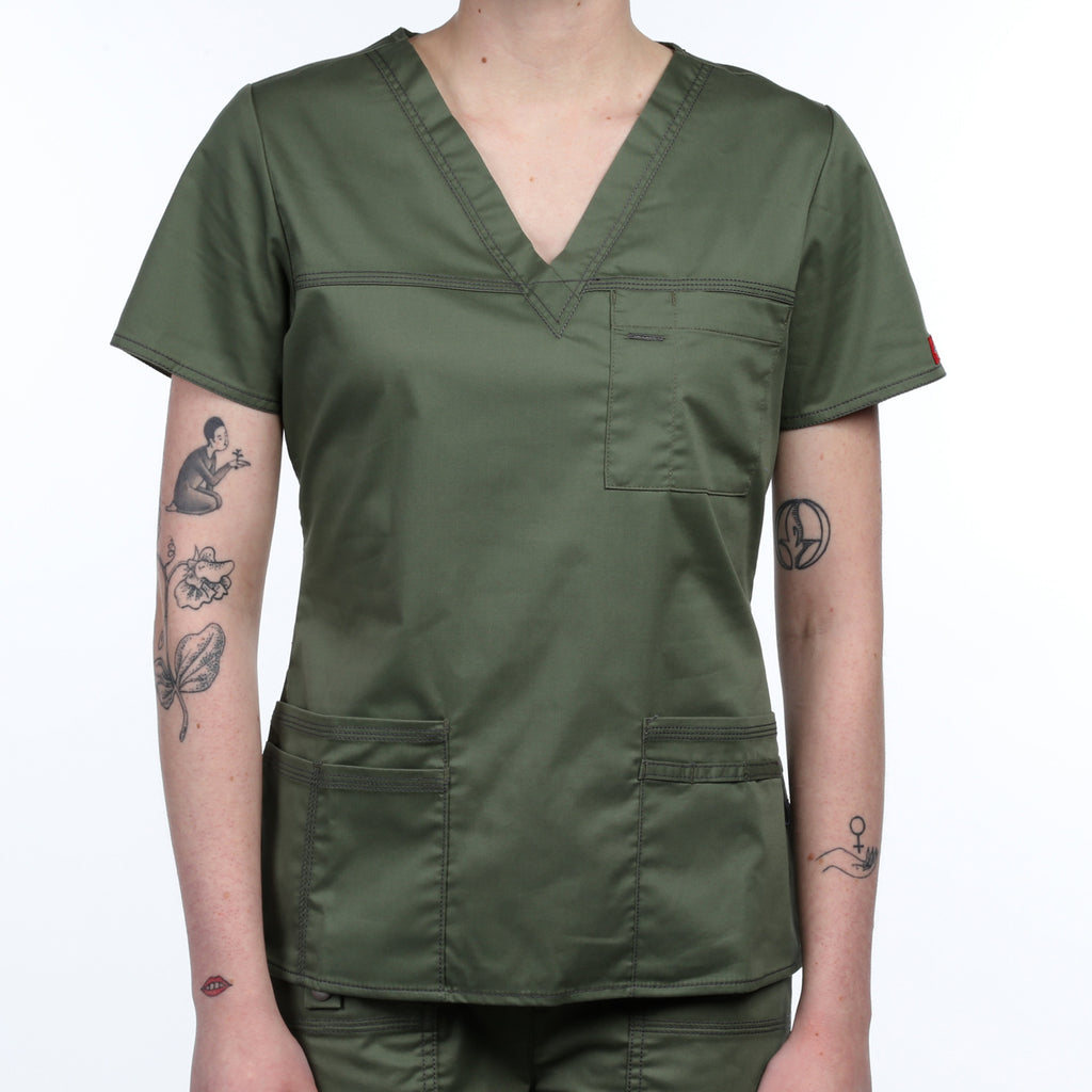 Dickies "Youtility" Jr. Fit V-Neck Top - Olive