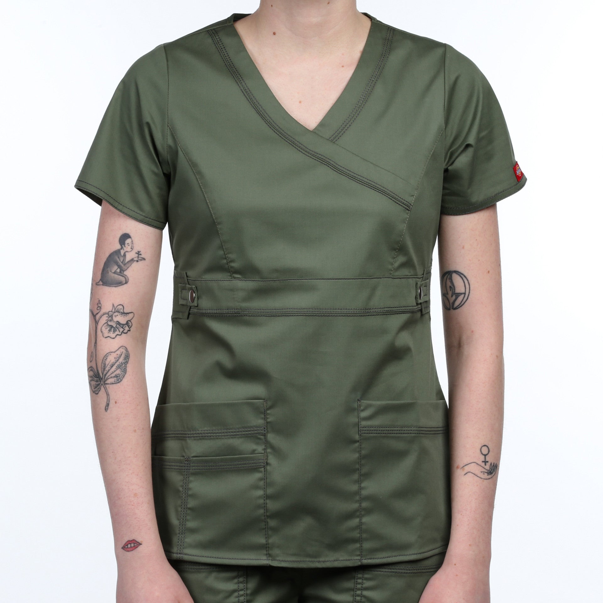 Dickies EDS Unisex V-Neck Scrub Top - Pewter Color, Cotton Blend | Medical Scrubs