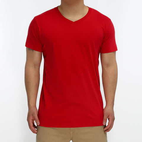New Star Ultra Soft S/S V-Neck Tee - Red