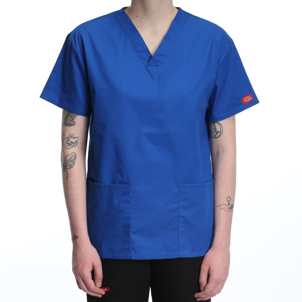 Dickies Women's Two Pocket V-Neck Scrub Top - Royal Blue