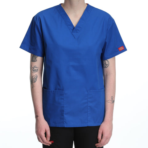 Dickies Women's Two Pocket V-Neck Scrub Top - Royal Blue