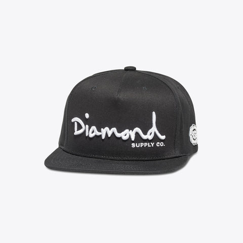 Diamond OG Script Snapback - Black