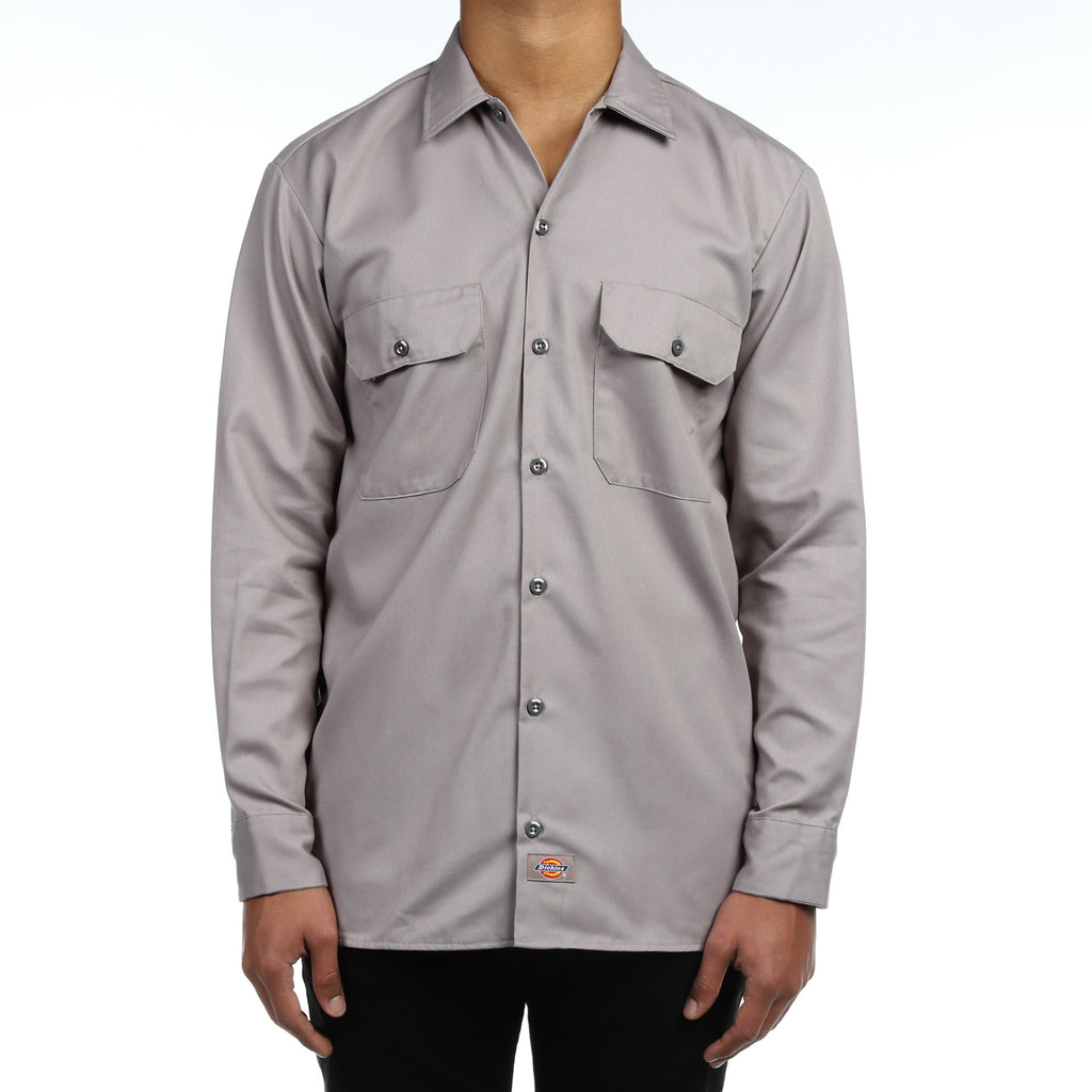 Dickies Mens L/S Work Shirt - Silver