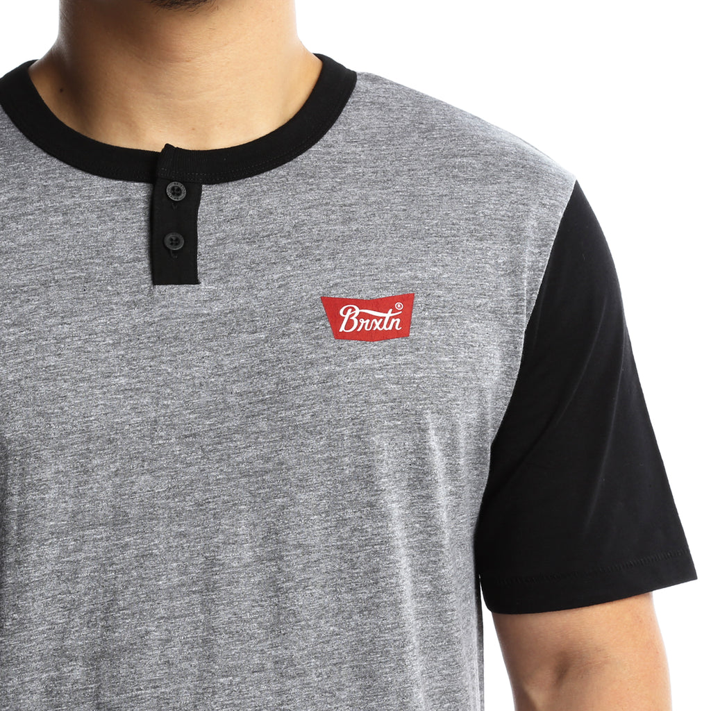Brixton Stith S/S Henley - Heather Grey/Black