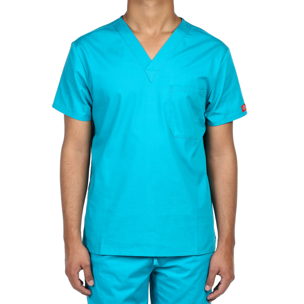 Dickies Unisex V-Neck One Pocket Scrub Top - Teal