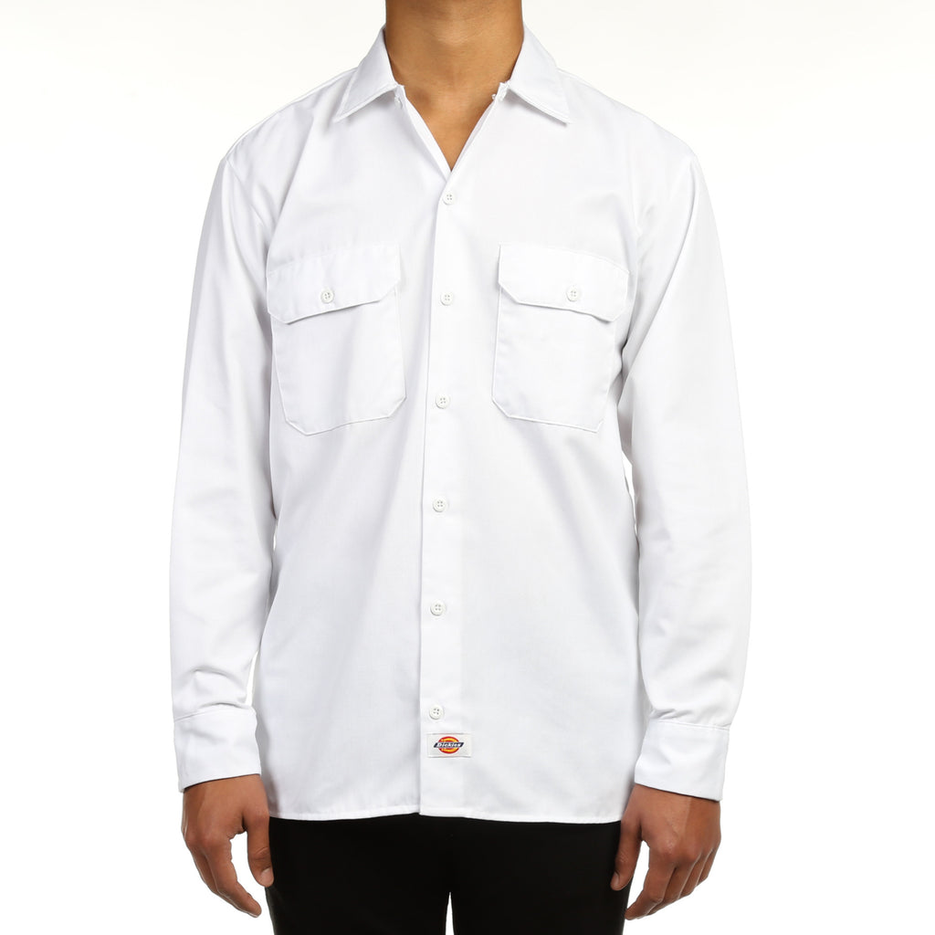 Dickies Mens L/S Work Shirt - White
