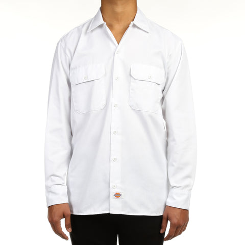 Dickies Mens L/S Work Shirt - White