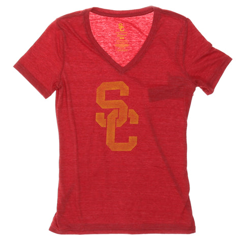 USC Trojans Women's Worn SC Interlock T-Shirt -  Cardinal