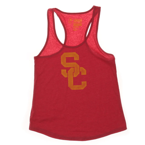 USC Trojans Women's SC Interlock Tank - Heather Cardinal